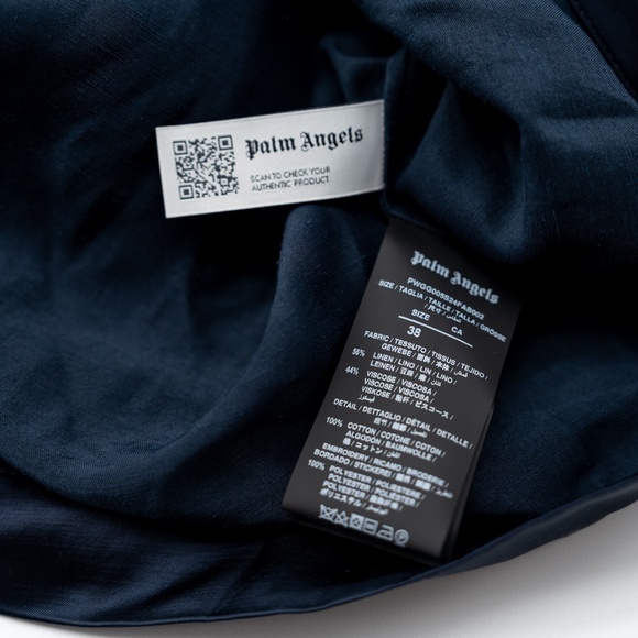 size XS (38) - PALM ANGELS MONOGRAM SATIN BOWLING SHIRT Navy - Picture 8 of 8